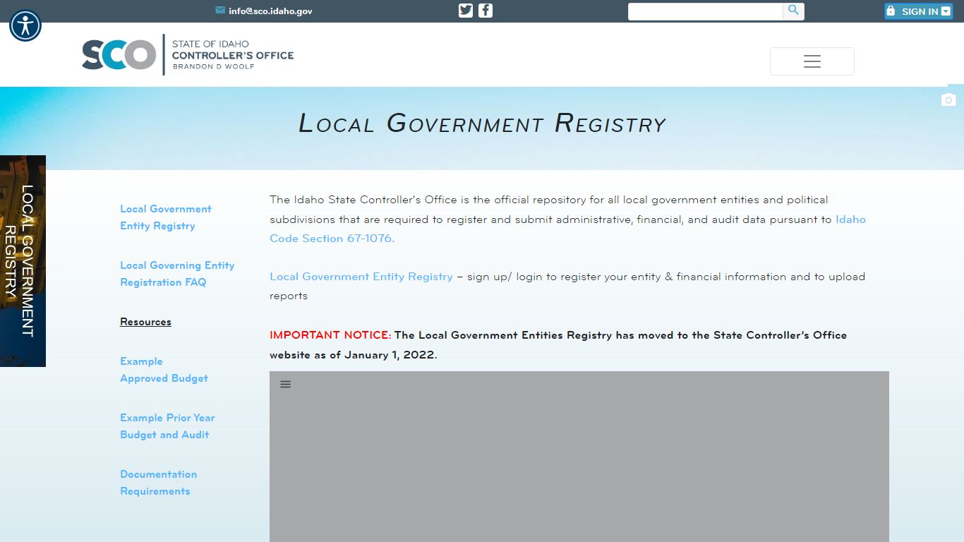 Local Government Registry - Idaho